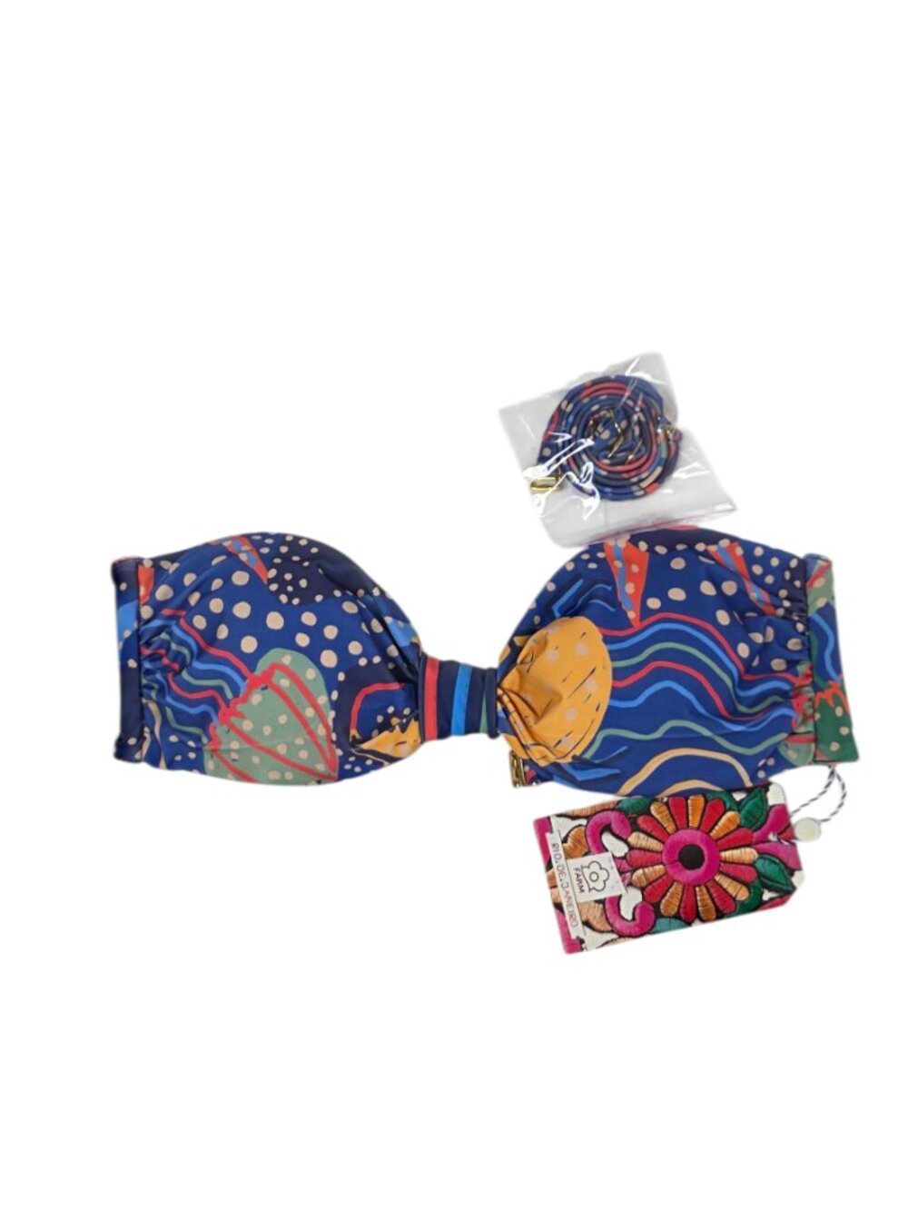 Farm Rio x Anthropologie Bikini Top, Convertible Strapless, Bandeau, Size S